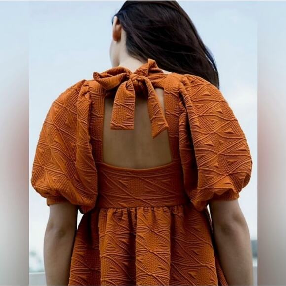 Free People Violet Sunset Orange Mini Babydoll Dress Sz S Boho - Picture 9 of 13